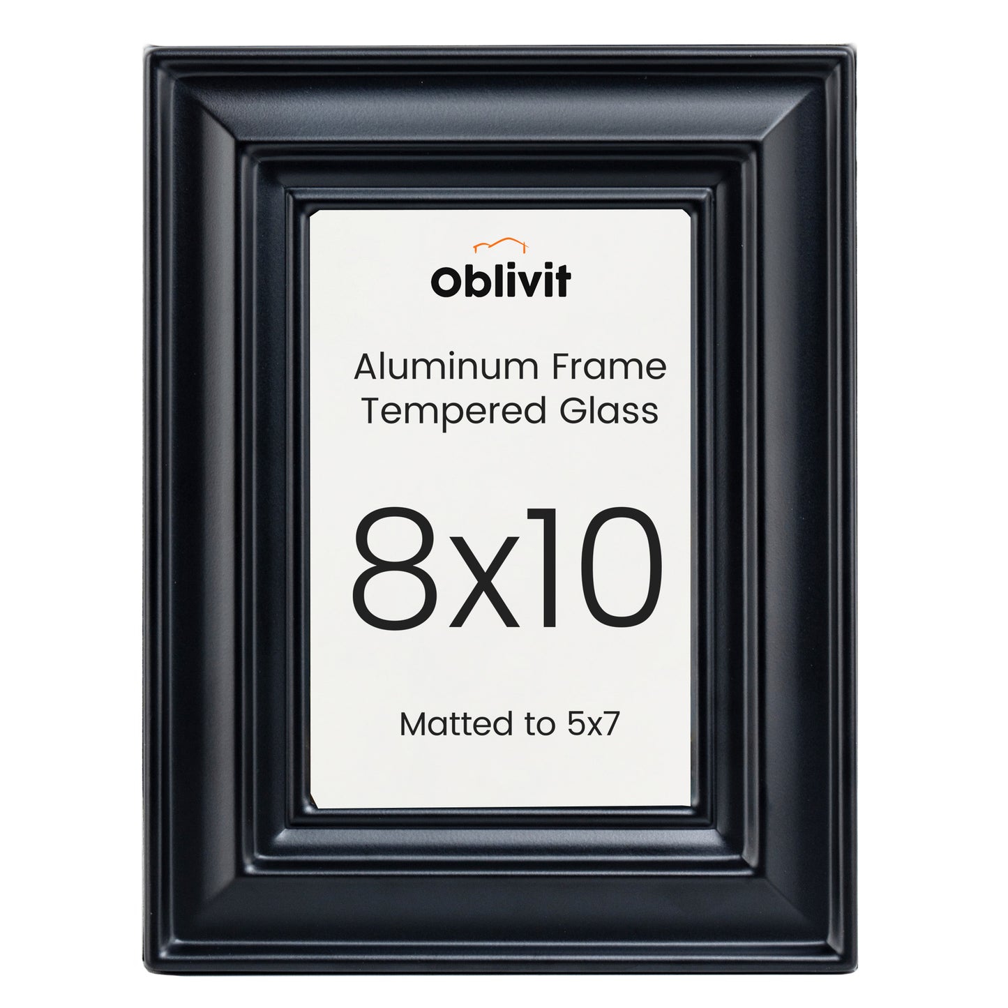 Oblivit 8x10 Picture Frame Metal with Mat for Tabletop and Wall Decor