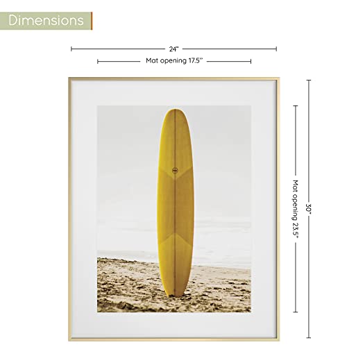 Oblivit 24x30 Frame Gold, Premium Metal Poster Frame with Mat for 18x24 Photo, Tempered Glass